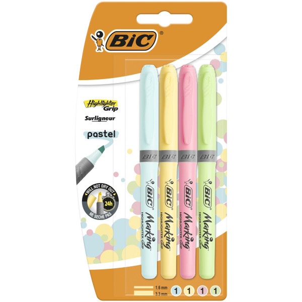 

Zakreślacz Bic Grip Pastel kpl 4 sztuki