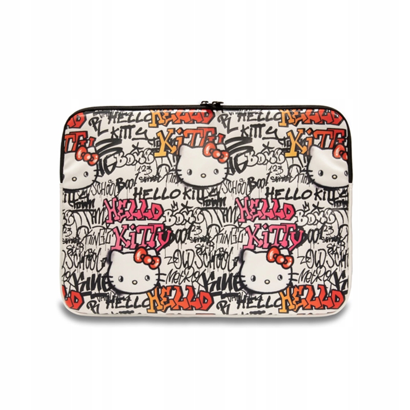 Pouzdro Hello Kitty Zip Pu s graffiti štítky Pouzdro na notebook 13" 14" (béžové)