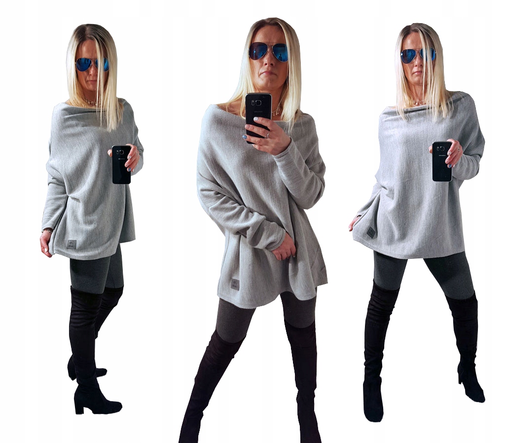 

Sweterek Oversize Tunika Sweter Wool Odkryte Ramię