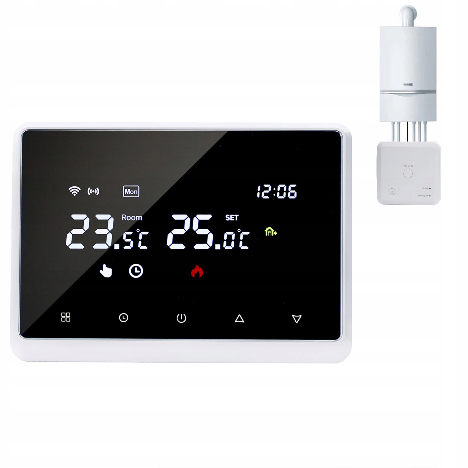 Termostat Rf, bezdrátový regulátor teploty Rf LCD pro kotle, bílý