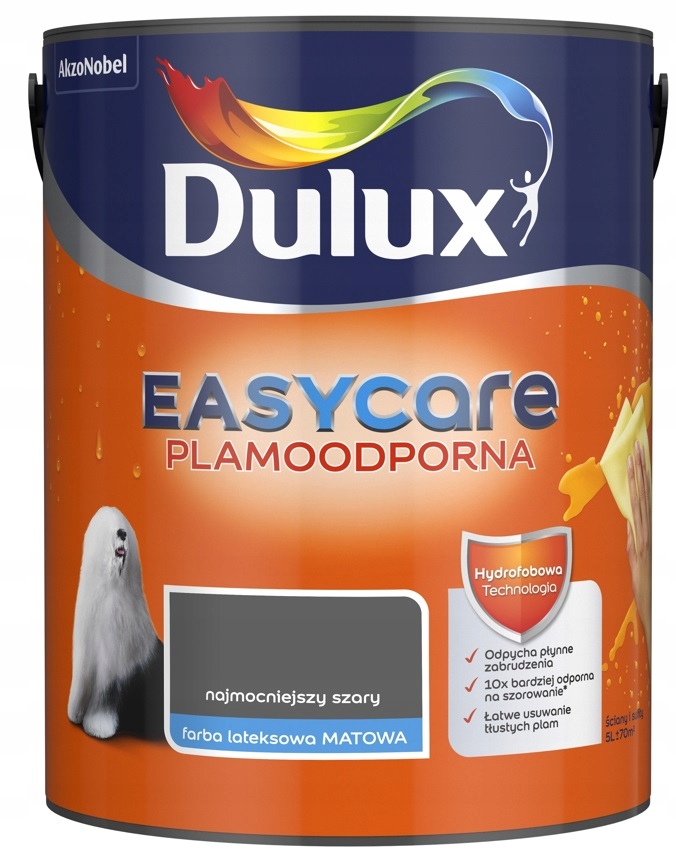 

Farba Dulux Easy Care- najmocniejszy szary, 5l