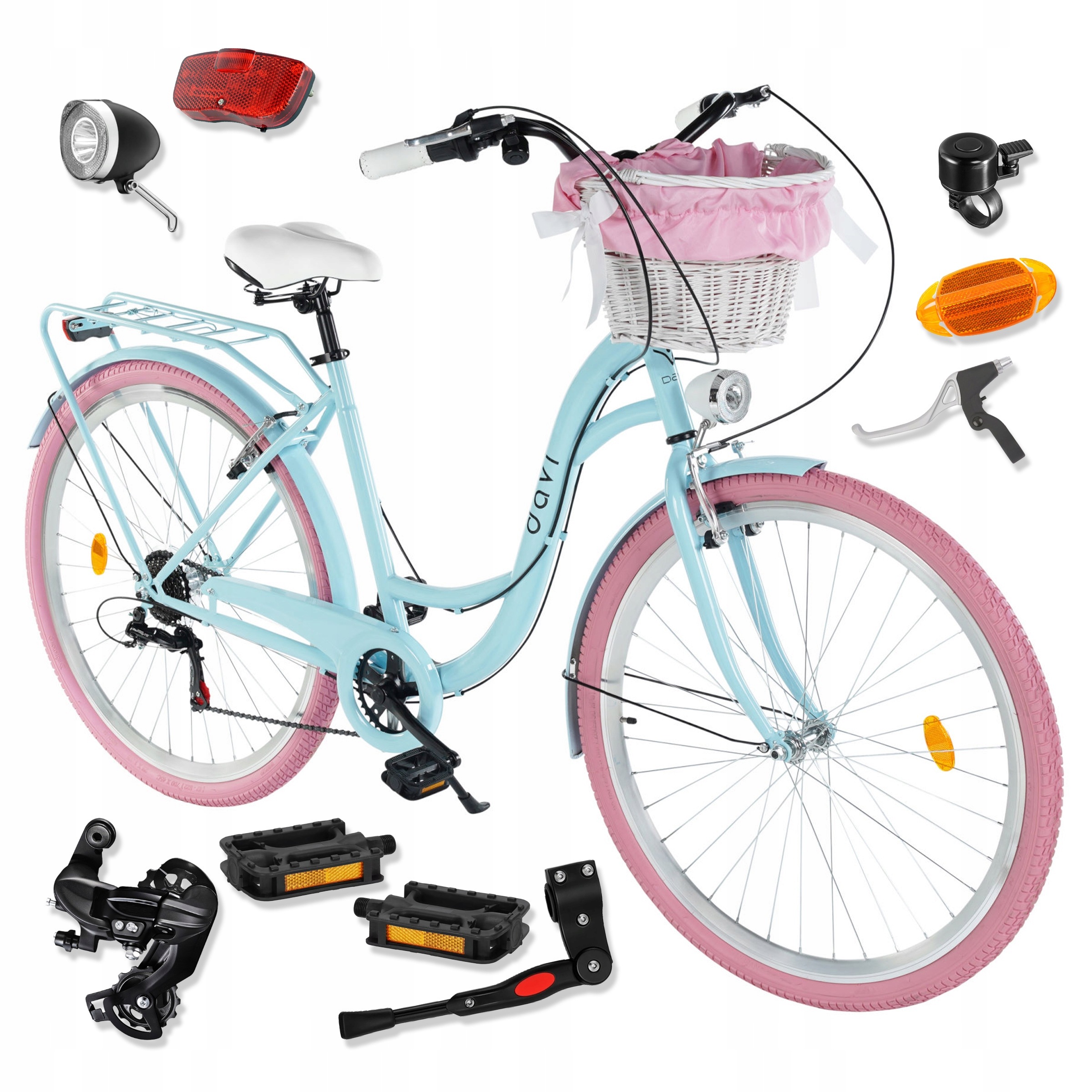 Dámské Městské Kolo 28 Palců Damka Davi Emma Shimano Rám 18" Koš Nosič