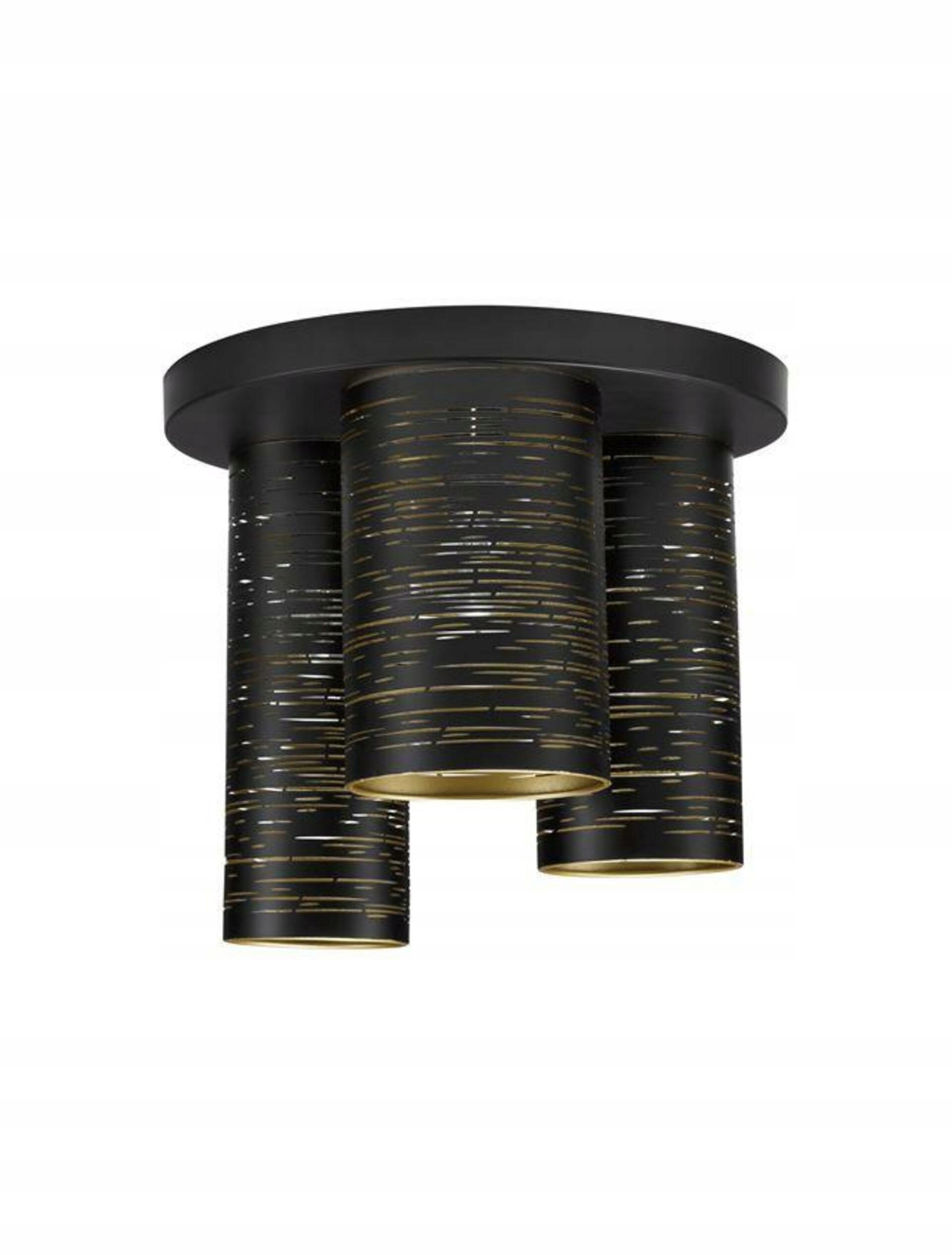 Nova Luce stropné svietidlo Zane čierny kov zvonku zlatý kov vo vnútri E14 3x5W