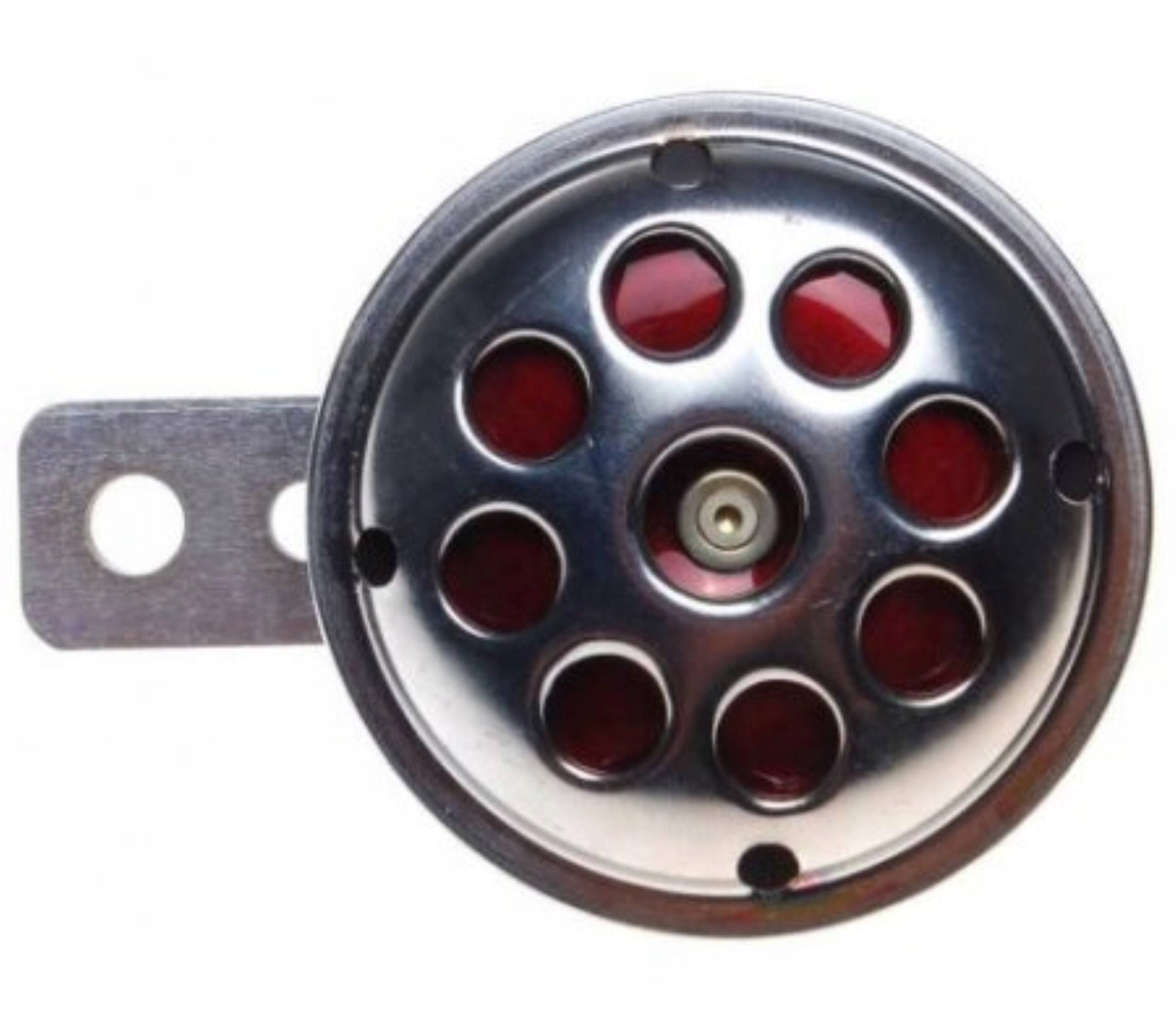 Klakson Motocyklowy Atv Sygnał Dźwiękowy Metalowy Otwory Srebrny ø70 mm 6V