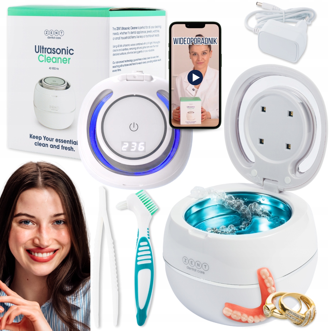 Myjka Ultradźwiękowa do Protez Biżuterii Sterylizator Kosmetyczny Led Uv
