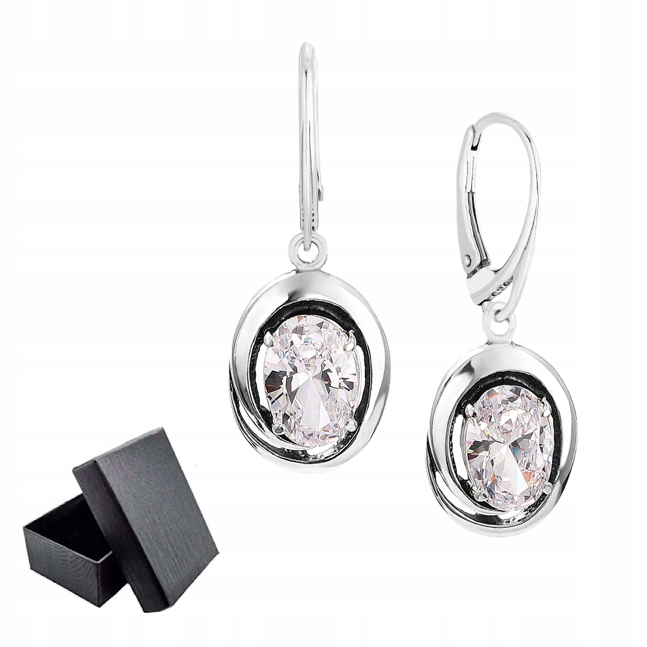 Náušnice stříbro ryzost 925 Elegantní závěsné Náušnice se zirkonem pro ni