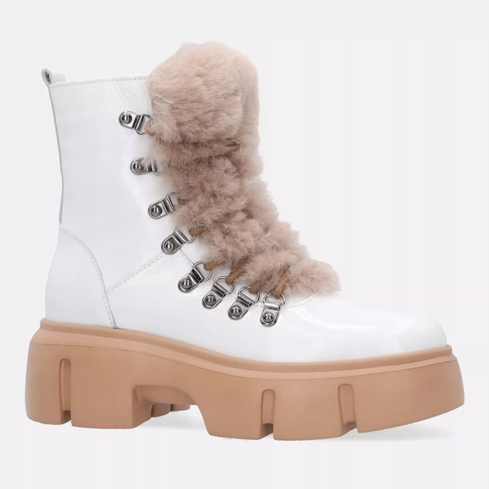 Venezia 4332 Pat White bílá 38 kotníkové boty lakované kožíšek Kochland Sleva
