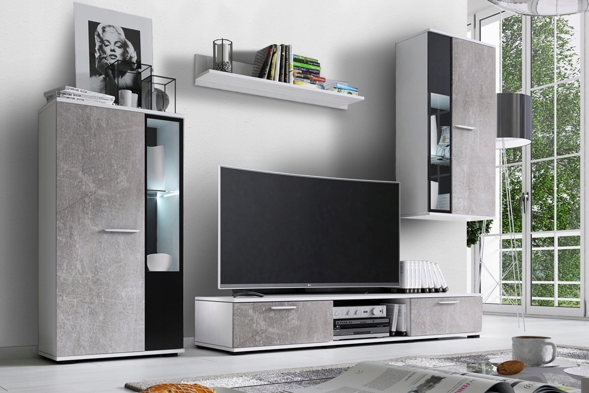 

Meblościanka do salonu Zestaw Kaja Biały/Beton