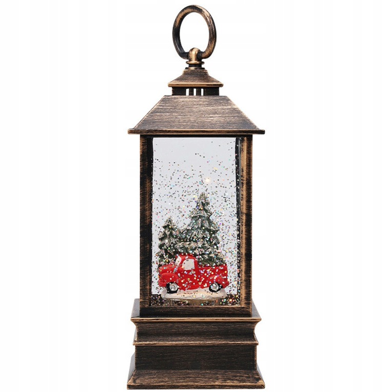 Dekorační vánoční lucerna Led s vodou a třpytkami, 23 cm