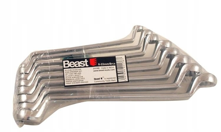 Klucze oczkowe gięte zestaw 6-22 mm 8 sztuk 311180