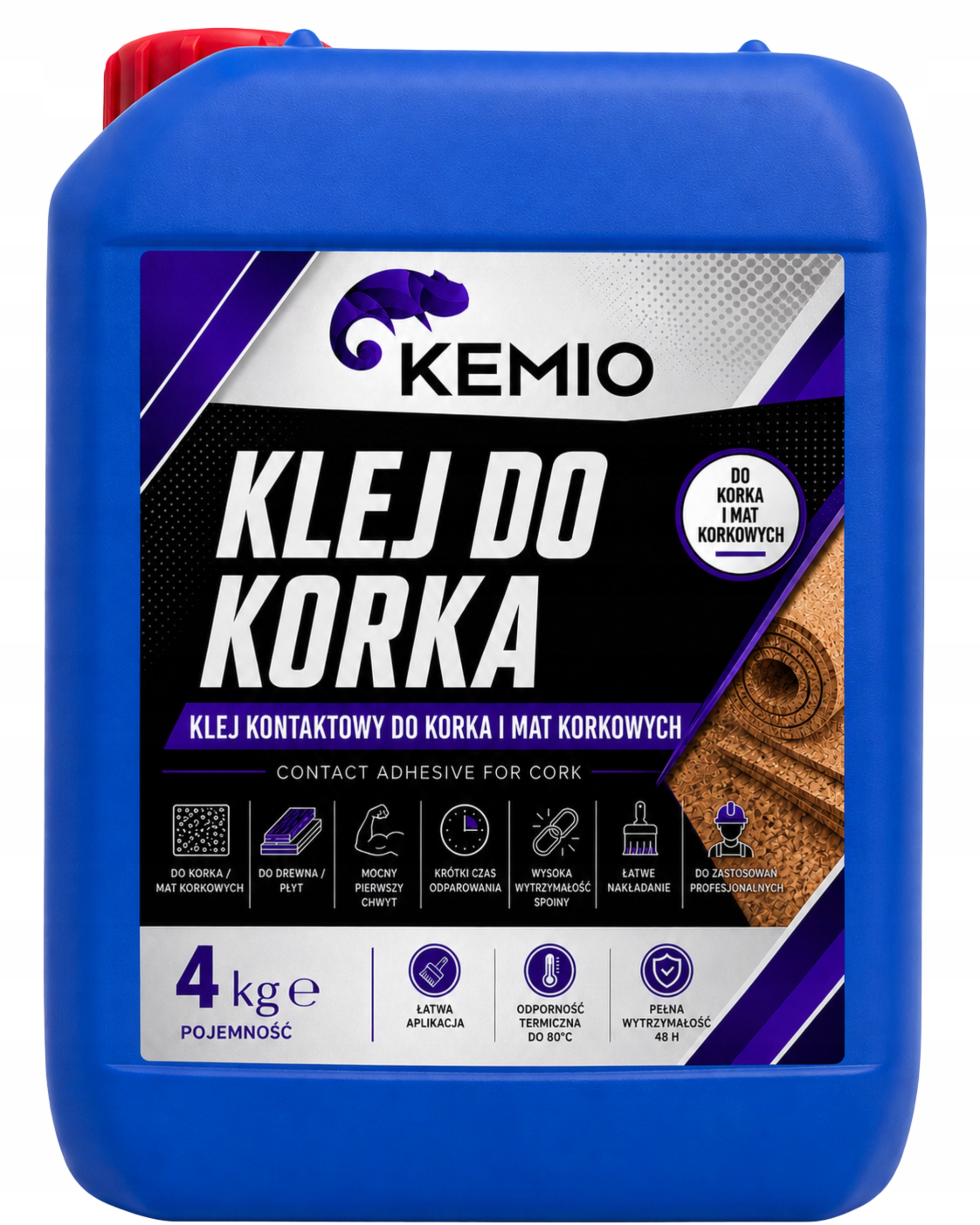 Lepidlo Na Korkové Matové Dřevo Kontaktní Silné Kemio 4 Kg Profesionální