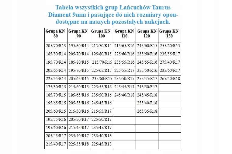 Łańcuchy śniegowe TAURUS DIAMENT9 GR110 235/50-R17 EAN (GTIN) 6940668410046