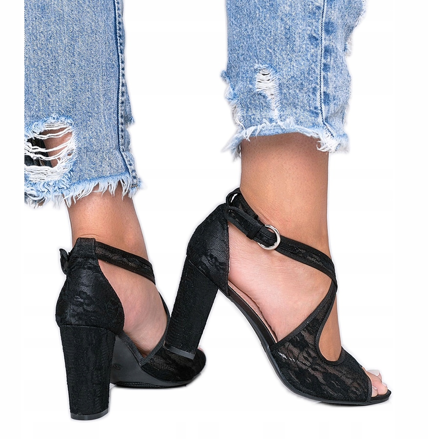 

Czarne Tkanina Buty Kobiety Sandały r.37
