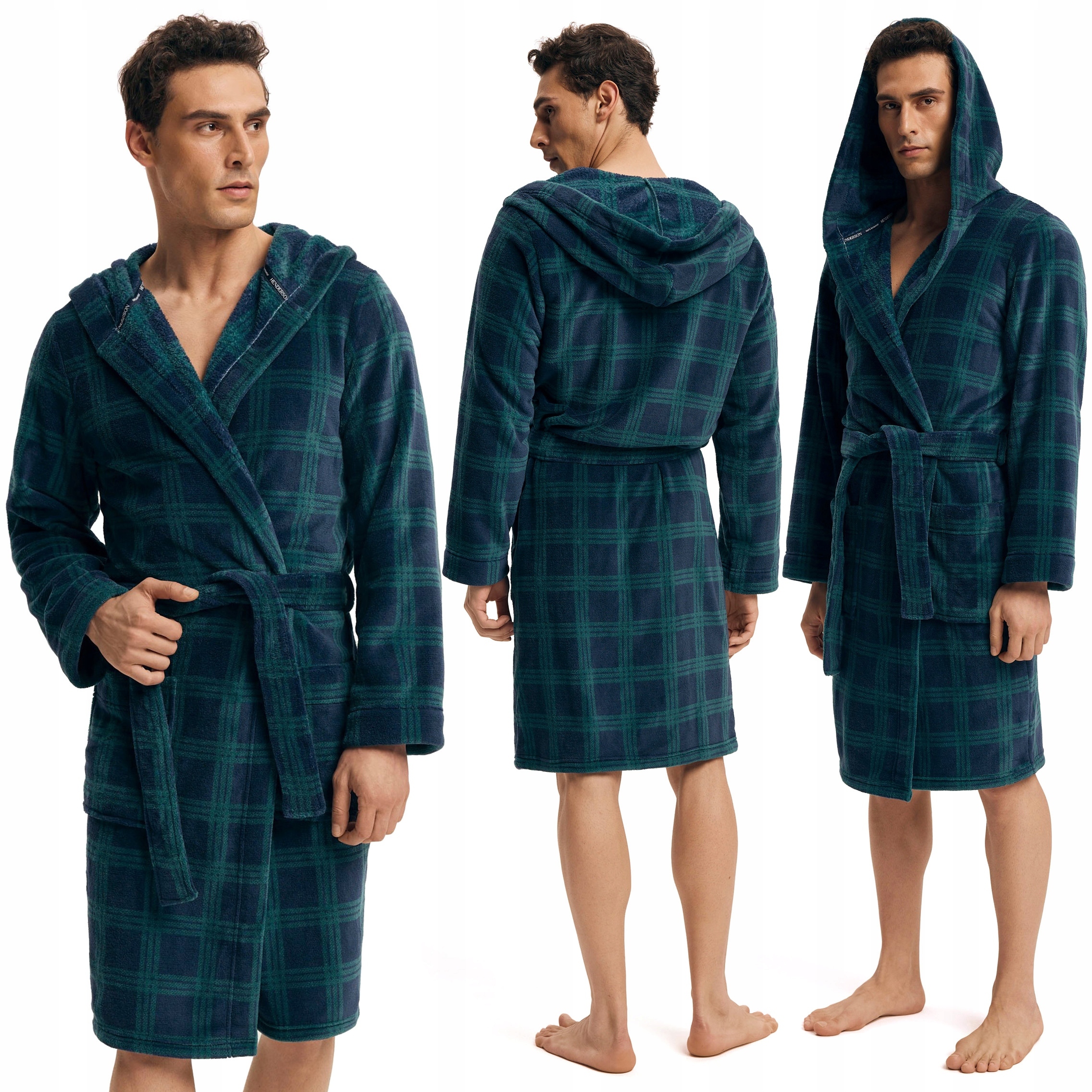 Elegantní pánský župan s kapucí Fleecový Dlouhý Pohodlný Henderson L