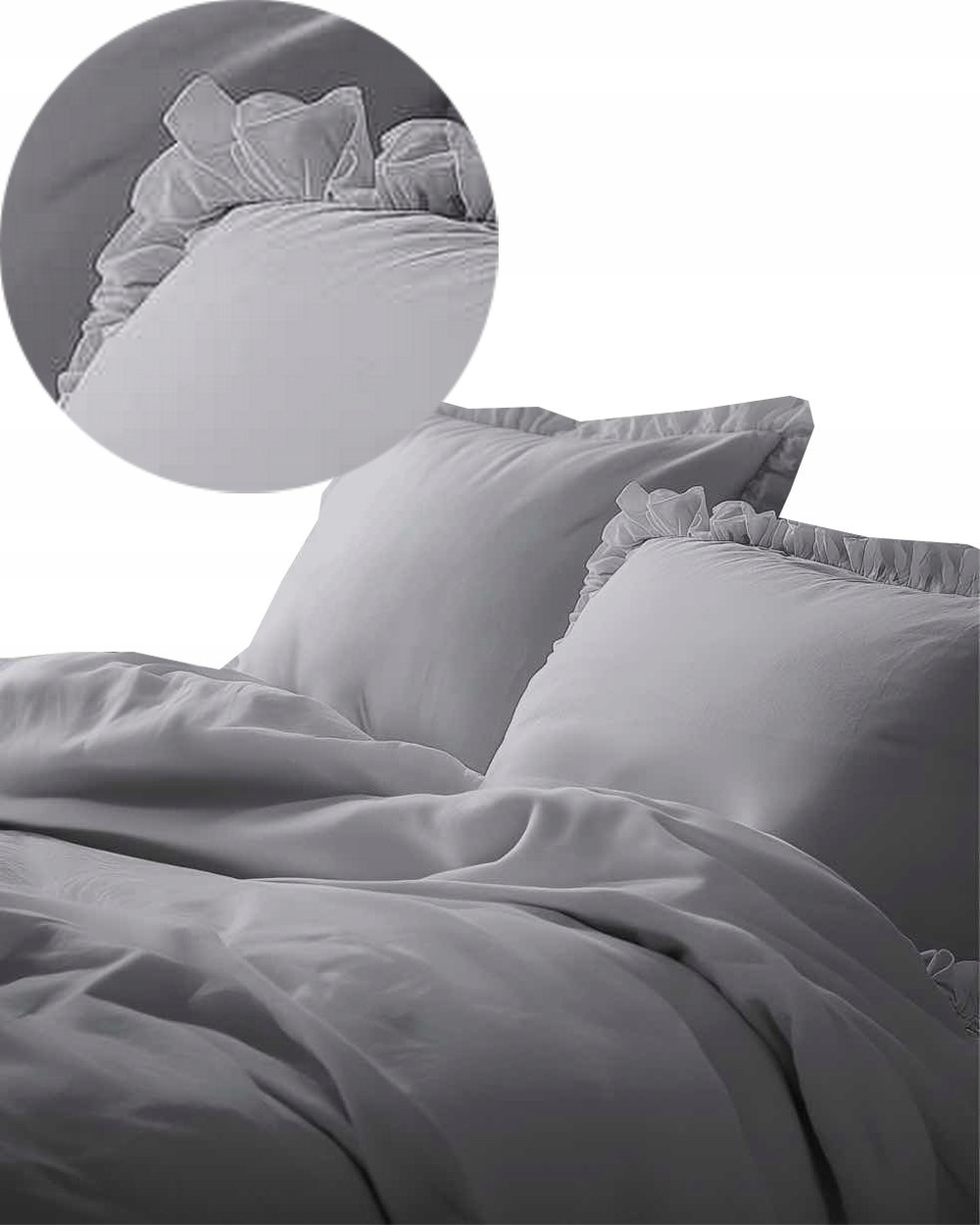 Povlečení s volánky 220x200cm 100% Bavlna Boho styl povlečení barva Světle Šedá