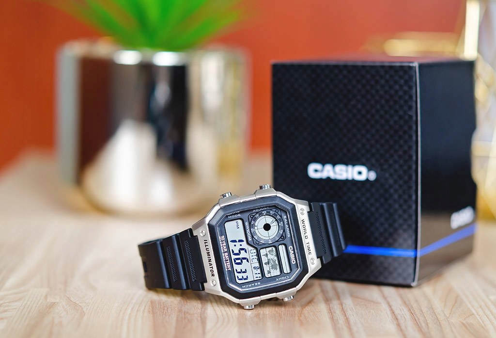 MĘSKI ZEGAREK CASIO AE-1200WH-1CVEF 100M ALARM LED Rodzaj cyfrowe