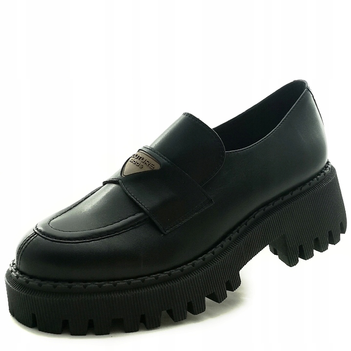 Elegantní Černé dámské kožené mokasíny Aga 1012