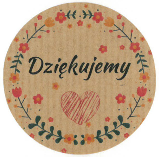 

Naklejki Dziękujemy 4cm Eko kraft 35 szt ND500