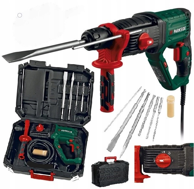 Młotowiertarka Wiertarka Udarowa Nowy Model 1050W Parkside Zestaw Wiertła