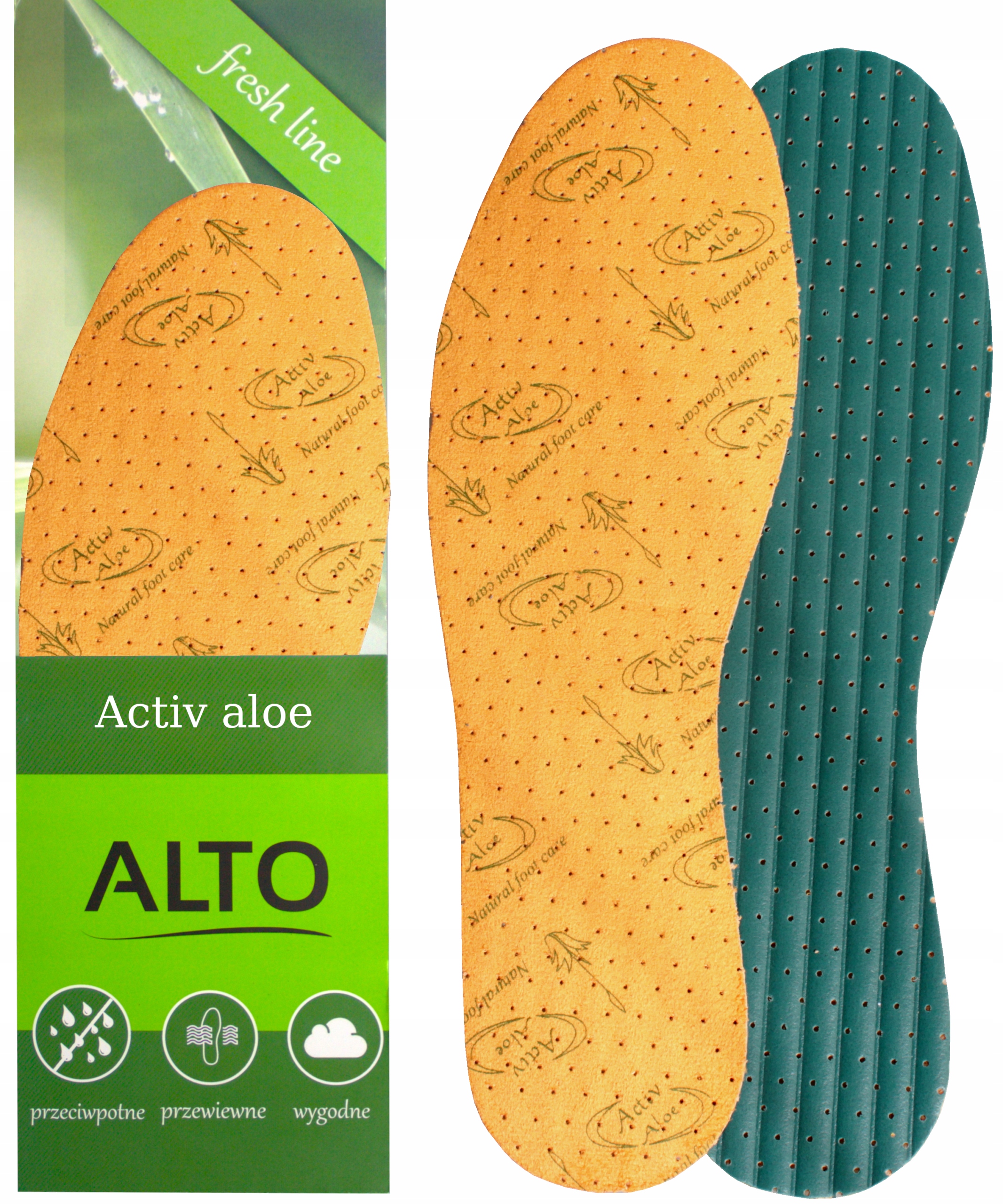 WKŁADKA DO BUTÓW WYGODNE PRZECIWPOTNE ALOE VERA R.39