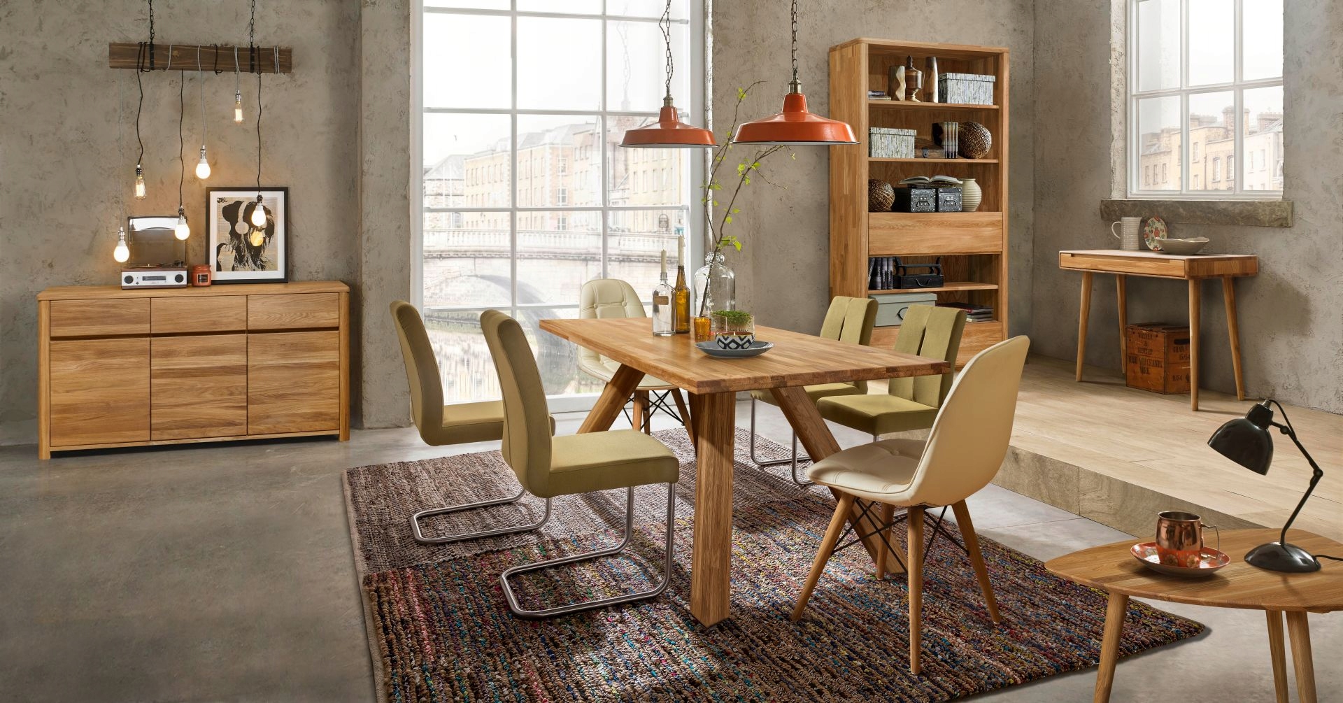 TOALETKA Z DĘBU SCANDI, 110x43xh75 cm, DREWNIANA Materiał drewno