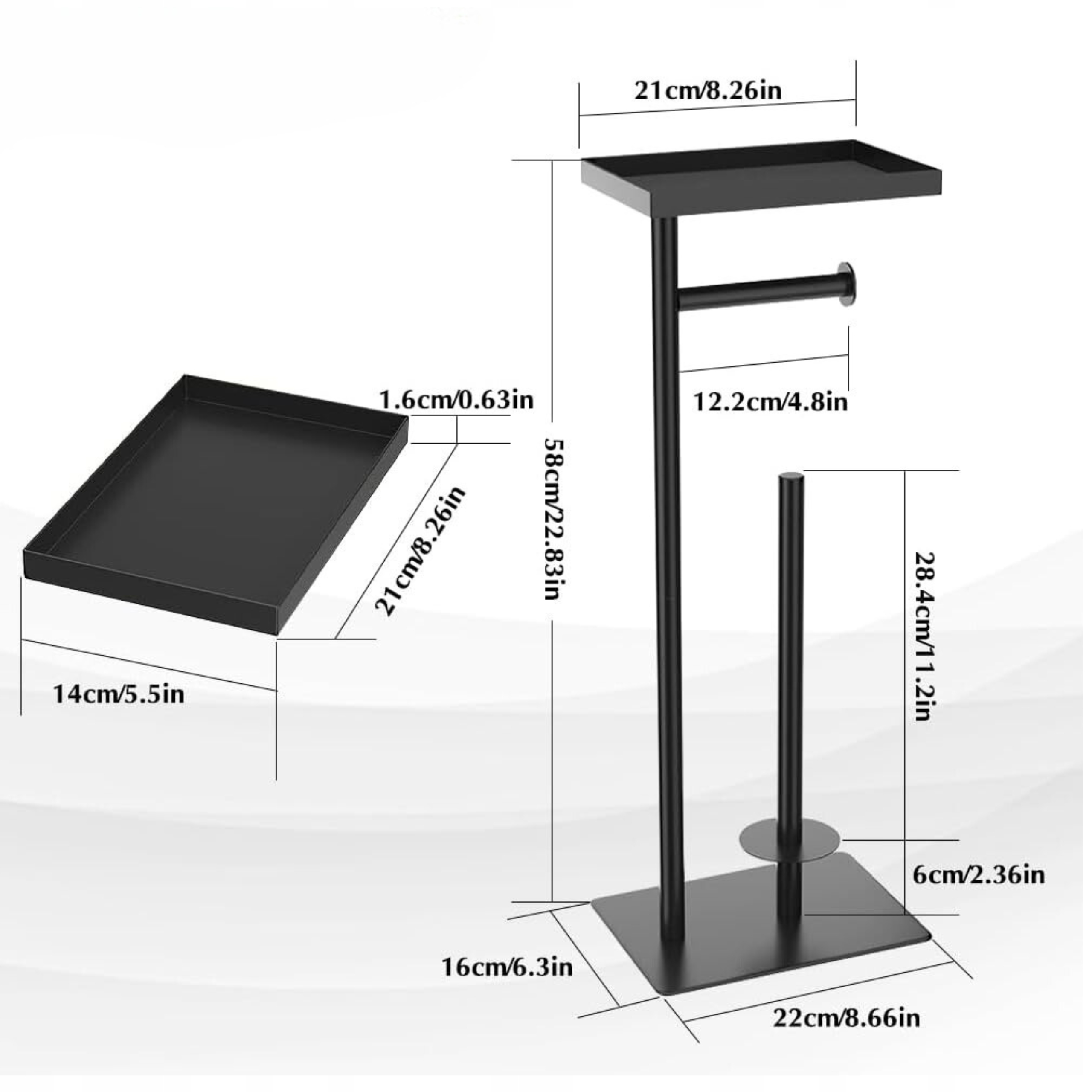 Stojak na Papier Toaletowy z Górną Półką i Uchwytem na Papier Marka inna