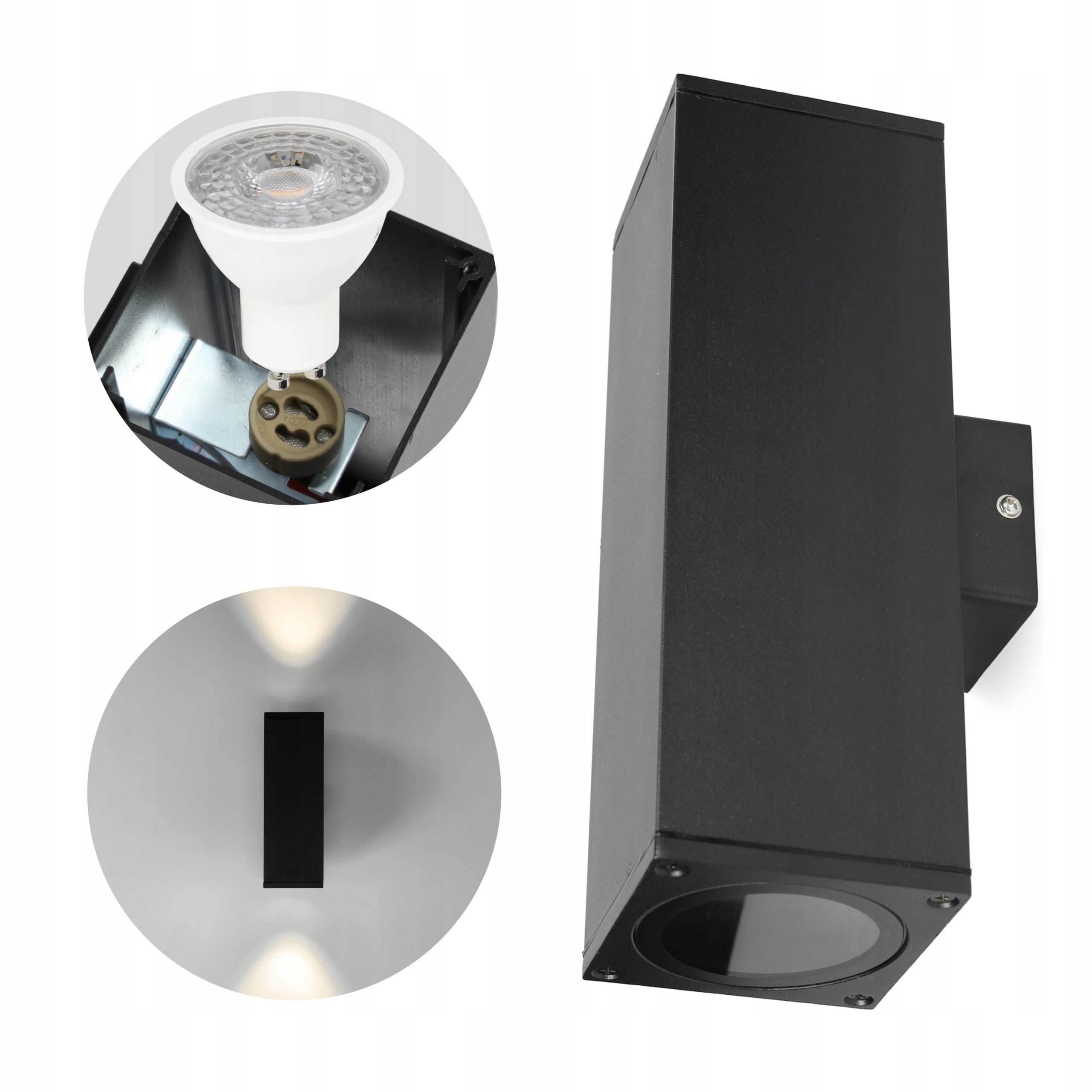 Nástěnné svítidlo Ava 4 oboustranné Čtvercové Černé IP54 GU10 pro venkovní použití