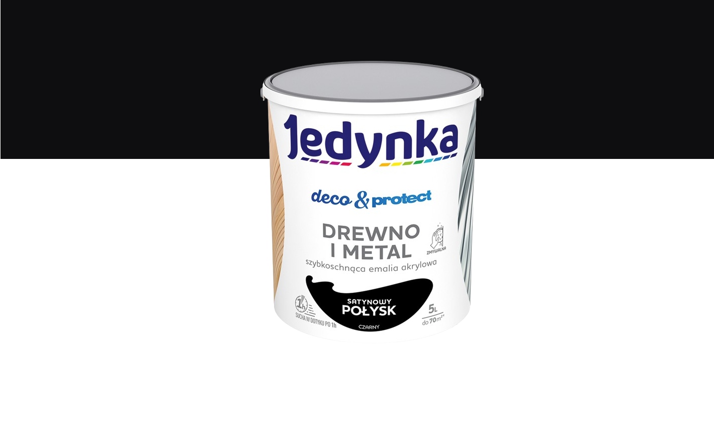 Jedynka Rychleschnoucí akrylová smaltovaná barva Deco&Protect lesklá černá 5L