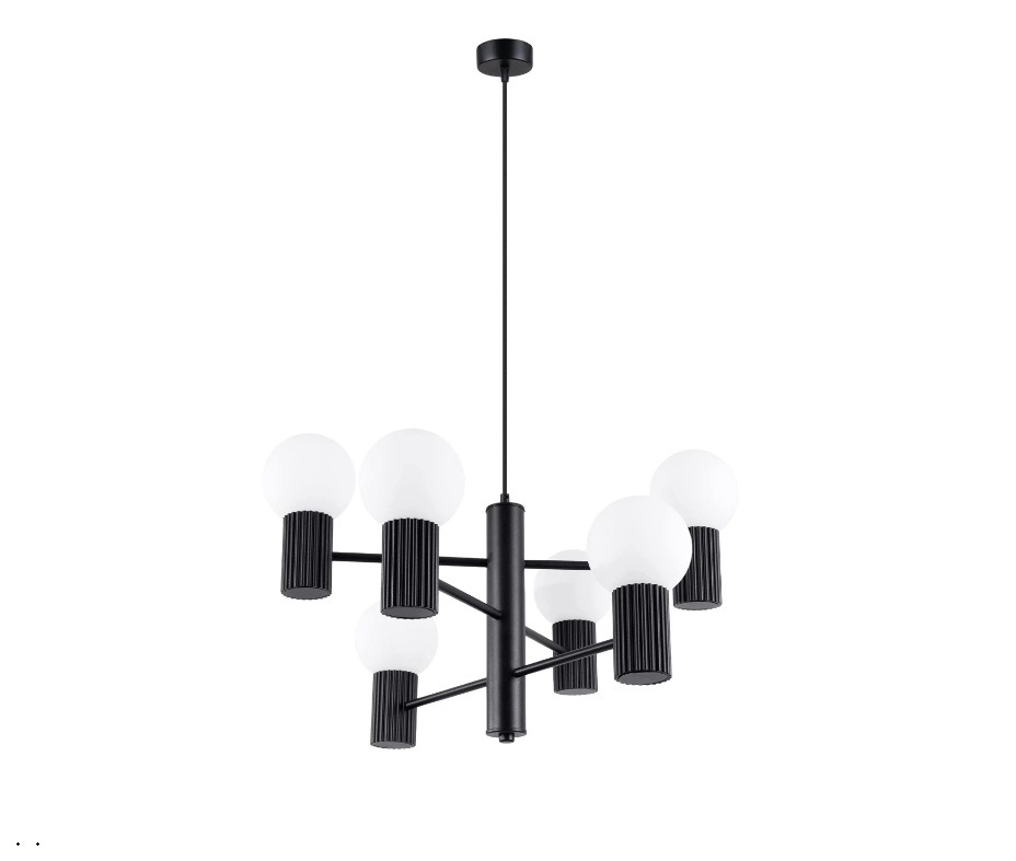 Żyrandol Lampa Sufitowa Wisząca Do Salonu Jadalni Pokoju Hallo 6 Czarny G9
