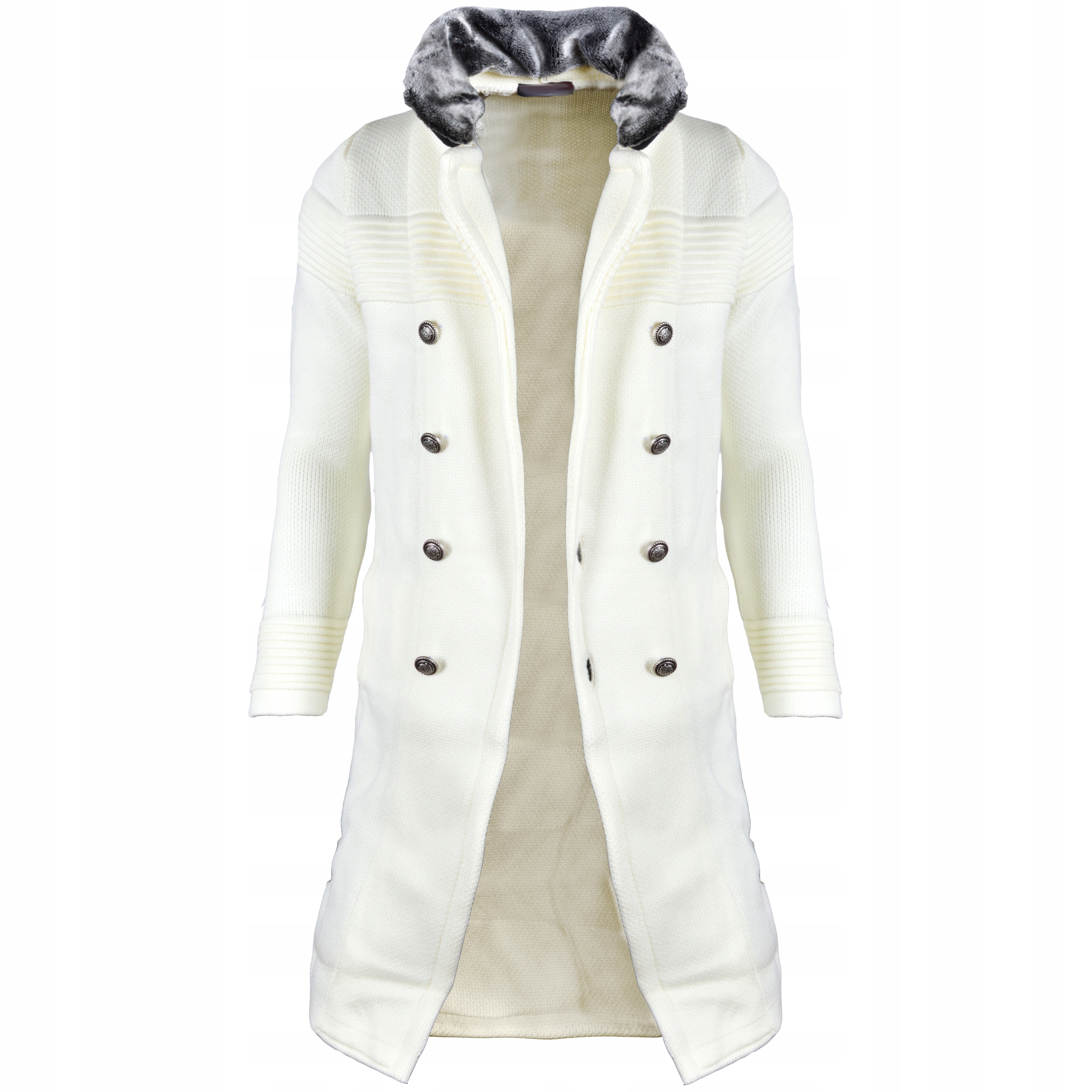 Přehoz Kardigan Svetr Kabát Tlustý Teplý Dvouřadý Zateplený Stojáček