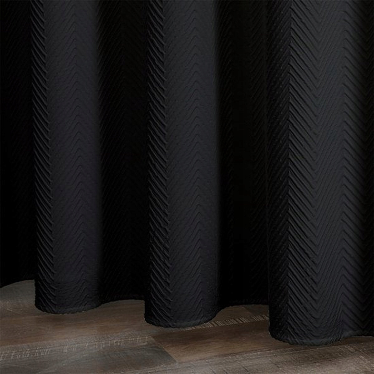 Sprchové závěsy Floraweg s 3D reliéfem Rybí kost, černé