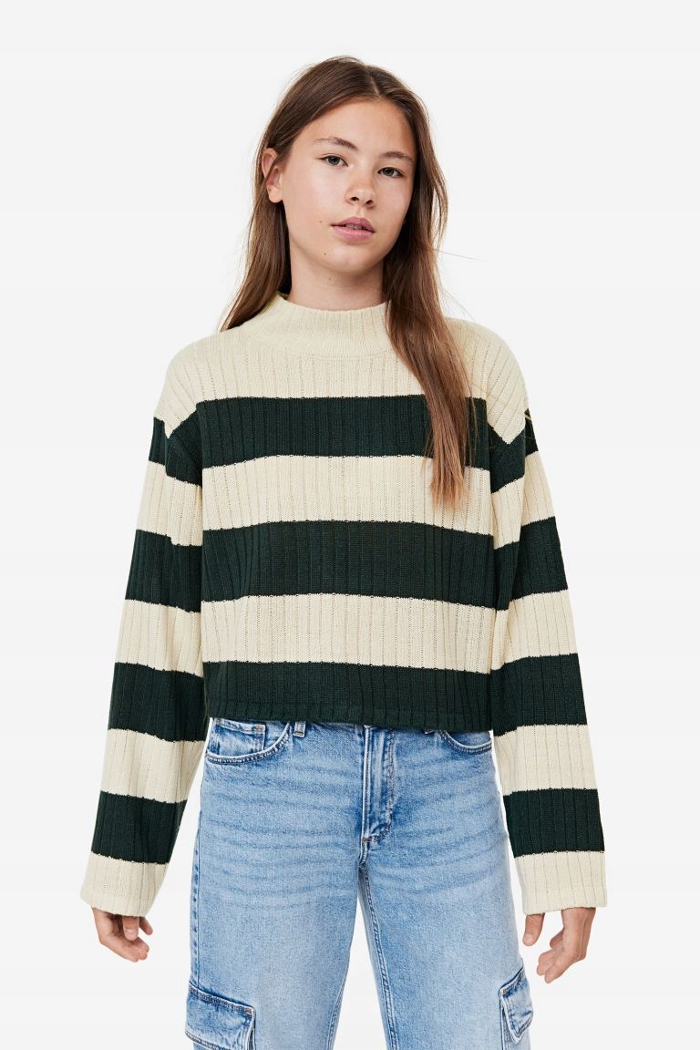 H&M Pudełkowy sweter w prążki 134 / 140 WIOSNA