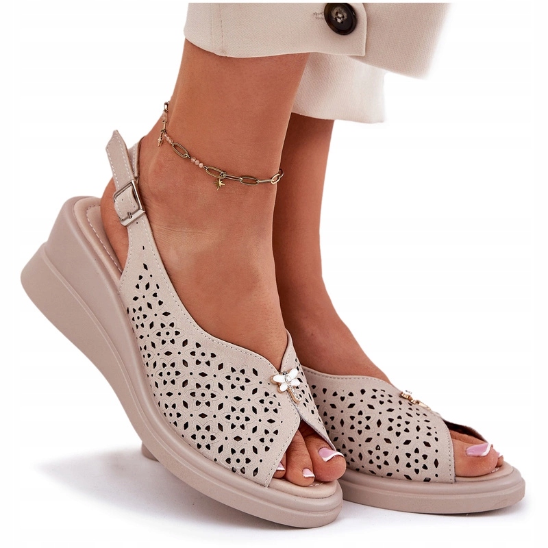 Dámské Sandály Z Přírodní Kůže Vinceza 79529 Béžové 39