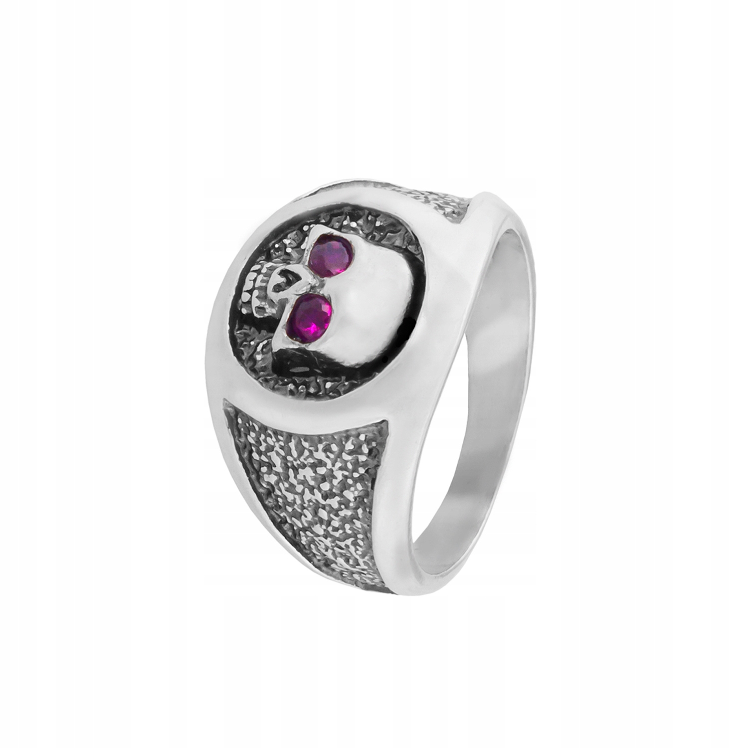 Signet stříbrný 925 Lebka Červené oči vel. 21