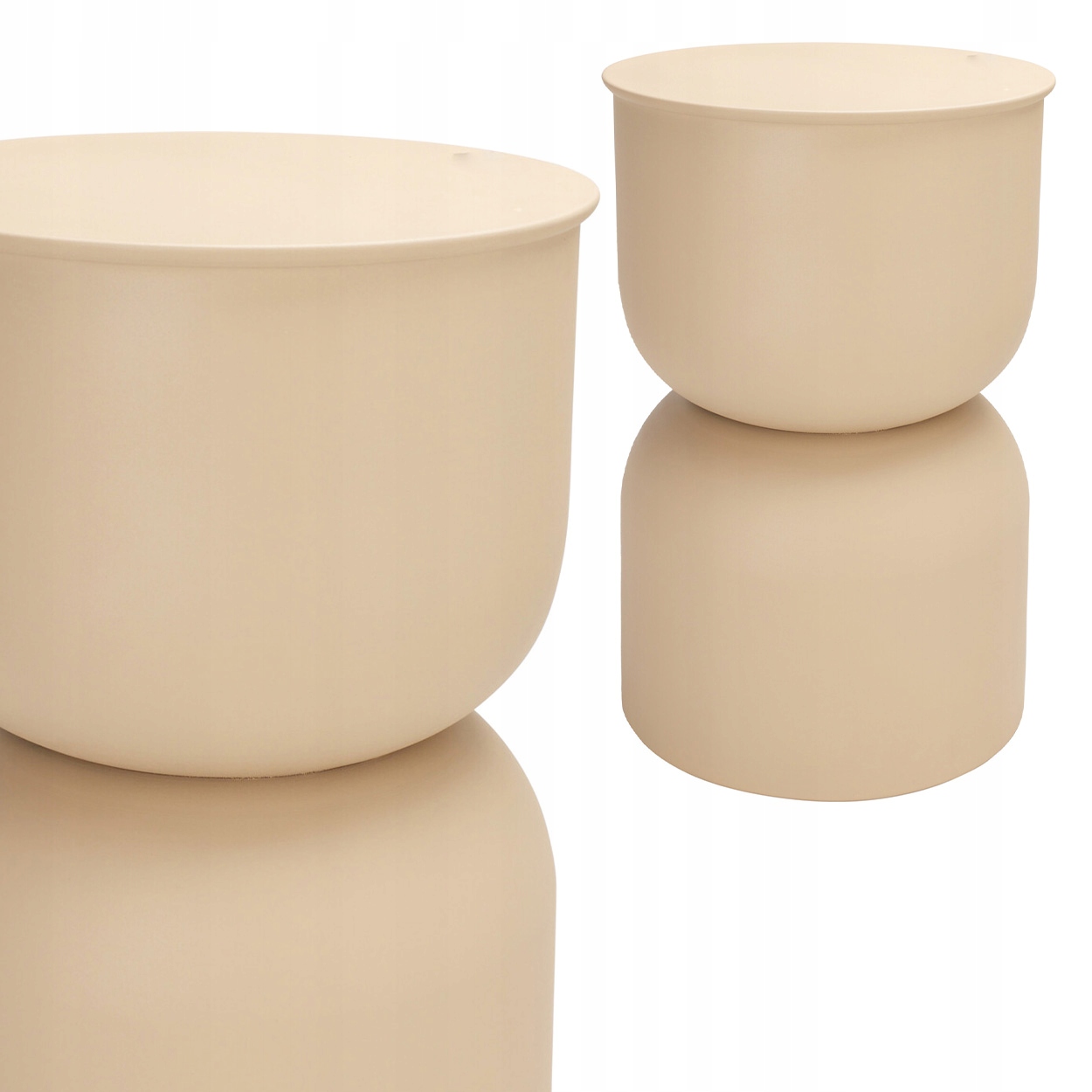 Pískový boční stolek o moderním tvaru h46 cm Kulatý Béžový Design