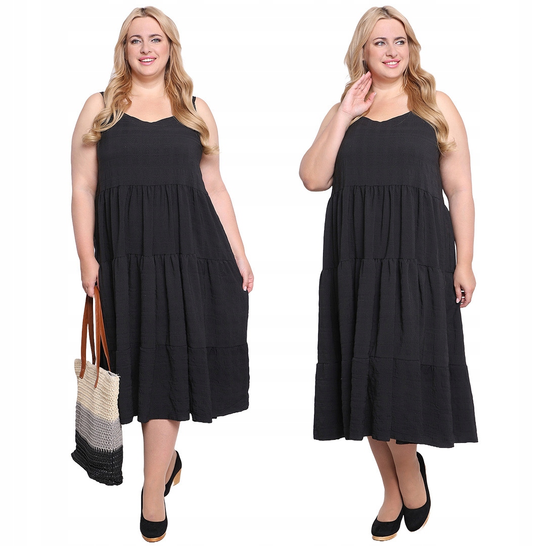 Černé šaty s volánky 58/60