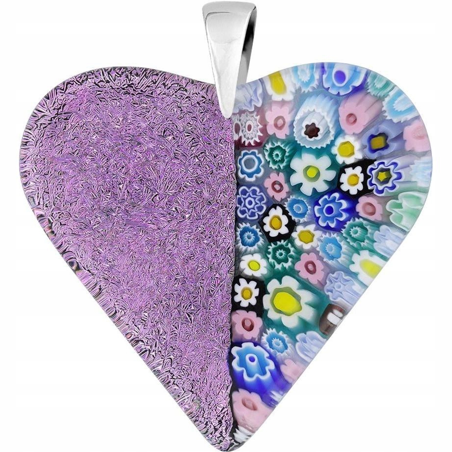 Dámský růžový přívěsek Harf sklo murano srdce