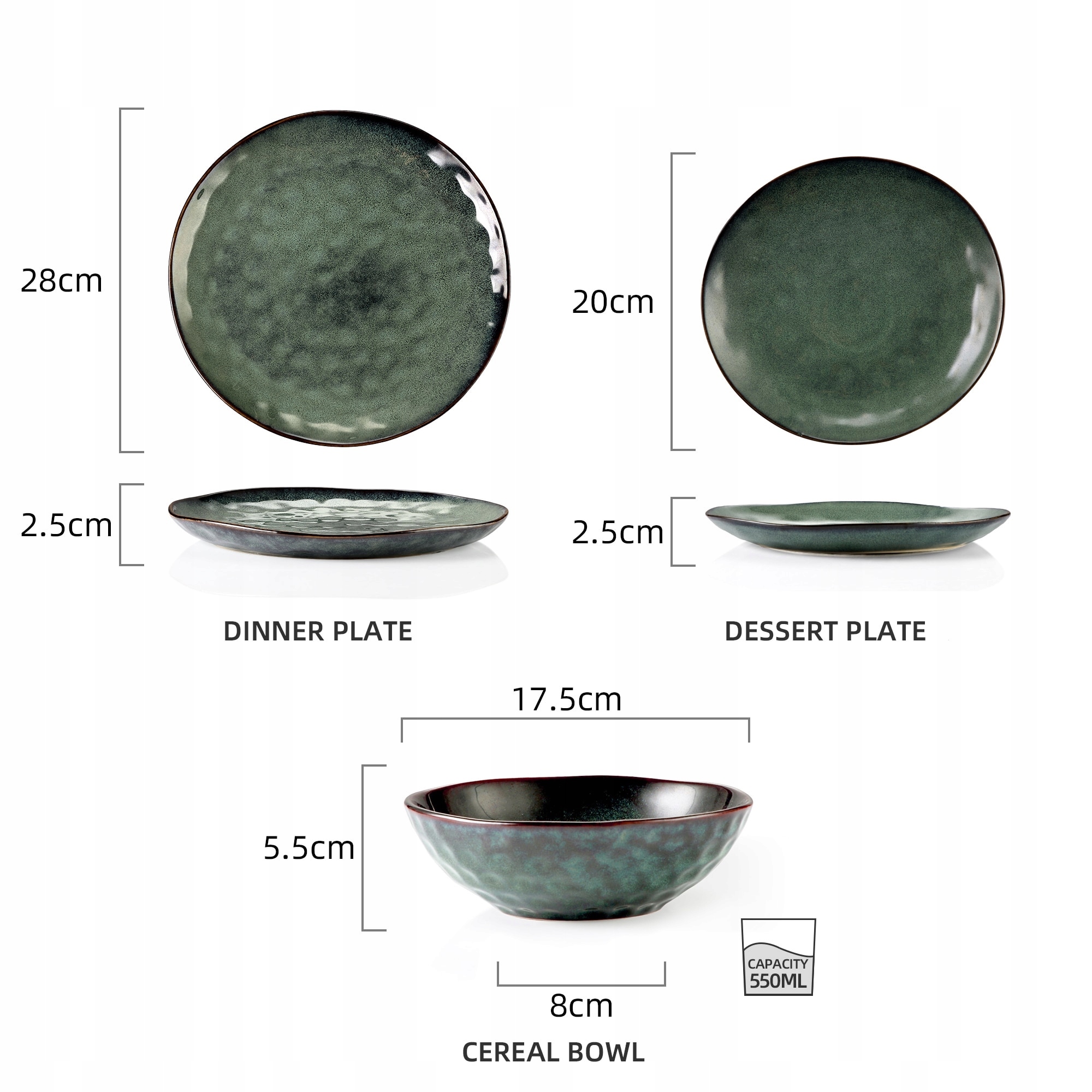 SERWIS OBIADOWY VANCASSO ZESTAW DLA 8 OSÓB 32EL PREZENT ŚWIĄTECZNY KAMIONKA Kolor odcienie zieleni
