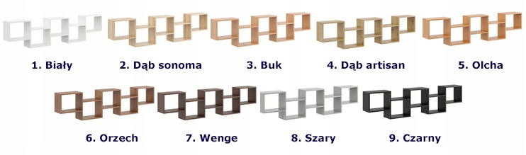 PÓŁKA ŚCIENNA SKANDYNAWSKA NA KSIĄŻKI == 9 KOLORÓW Kolekcja Elior