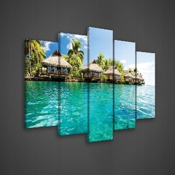Obraz 100x60 Tropiky rajský ostrov tyrkysová voda palmy relaxace exotika