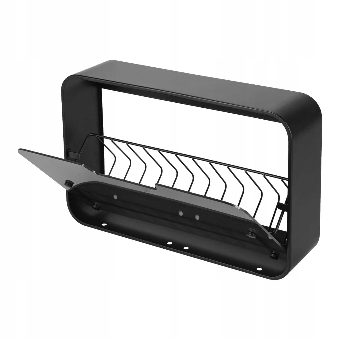 Kúpeľňová polica kovová 40x25x10 cm, otvárateľná, čierna