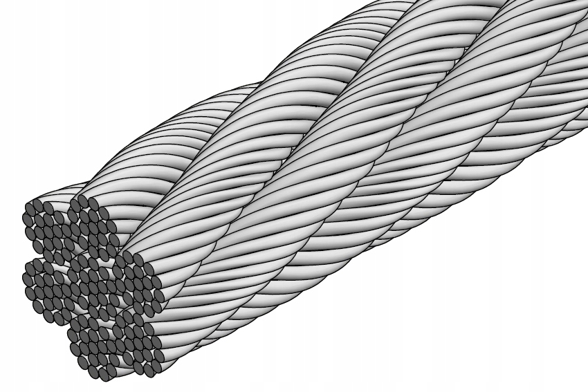 мотузка з нержавіючої сталі м'яка 4 мм плетіння 7x19/1MB Марка Inox