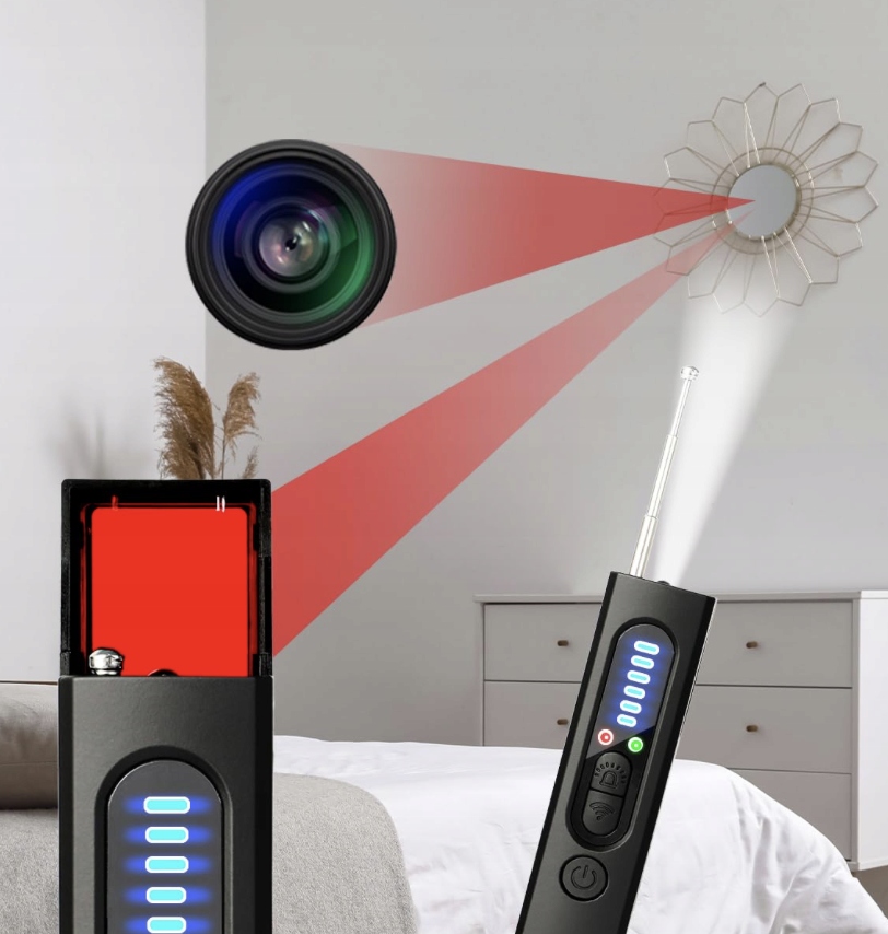 WYKRYWACZ PODSLUCHOW I KAMER, WYKRYWACZ UKRYTYCH KAMER, DETEKTOR KAMER Waga 62 g