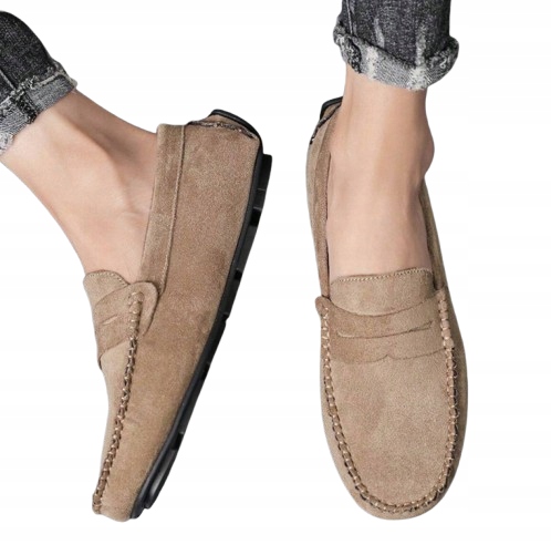 Shein Béžové Pánské Mokasíny S Ozdobným Šitím 40,5 1EC