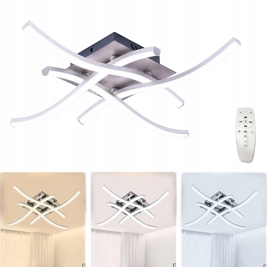 Led stropní svítidlo pro strop do ložnice 48W 3 barvy lustr, bílá