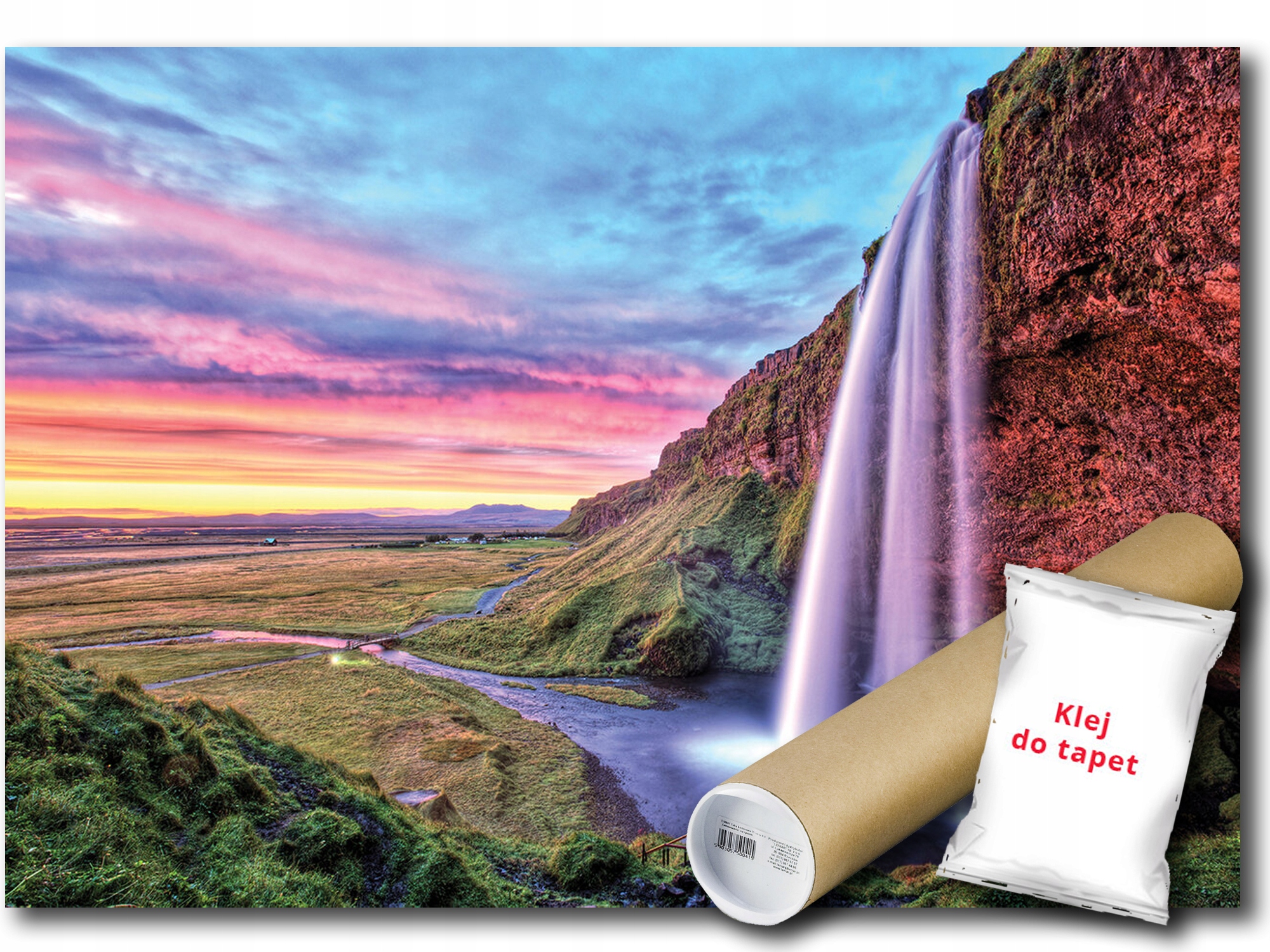 Vinylová Fototapeta Krajina Hory Vodopád Západ Slnka 254x184