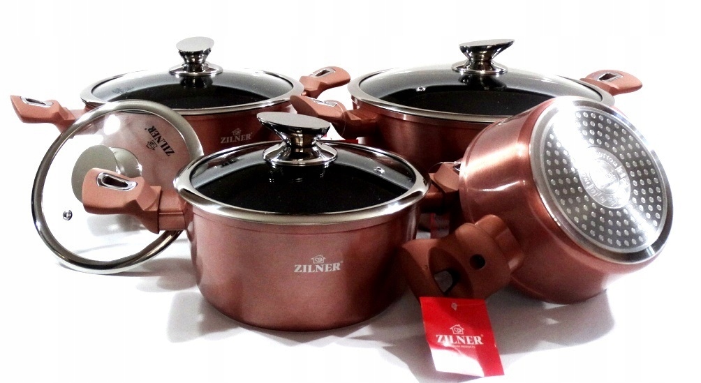 CERAMICZNE GARNKI KOMPLET GARNKÓW 8 EL MIEDŹ Liczba elementów w zestawie 8