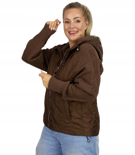 Kurtka wiosenna na co dzień Sweterkowe Rękawy urocze Agrafka L