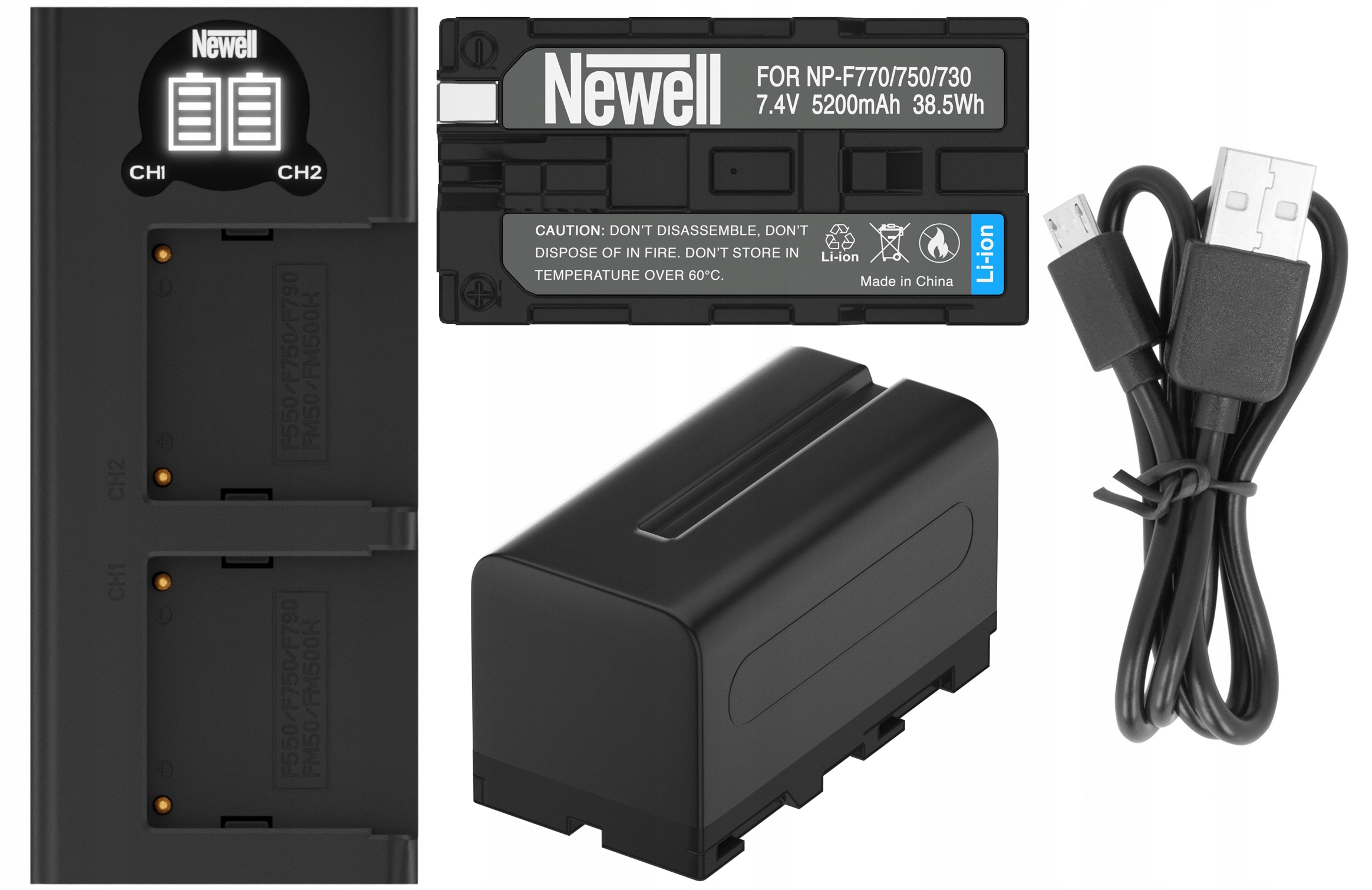 Bateria Aku. Newell NP-F770 Do Lamp Yongnuo YN300 III Ładowarka Usb-c