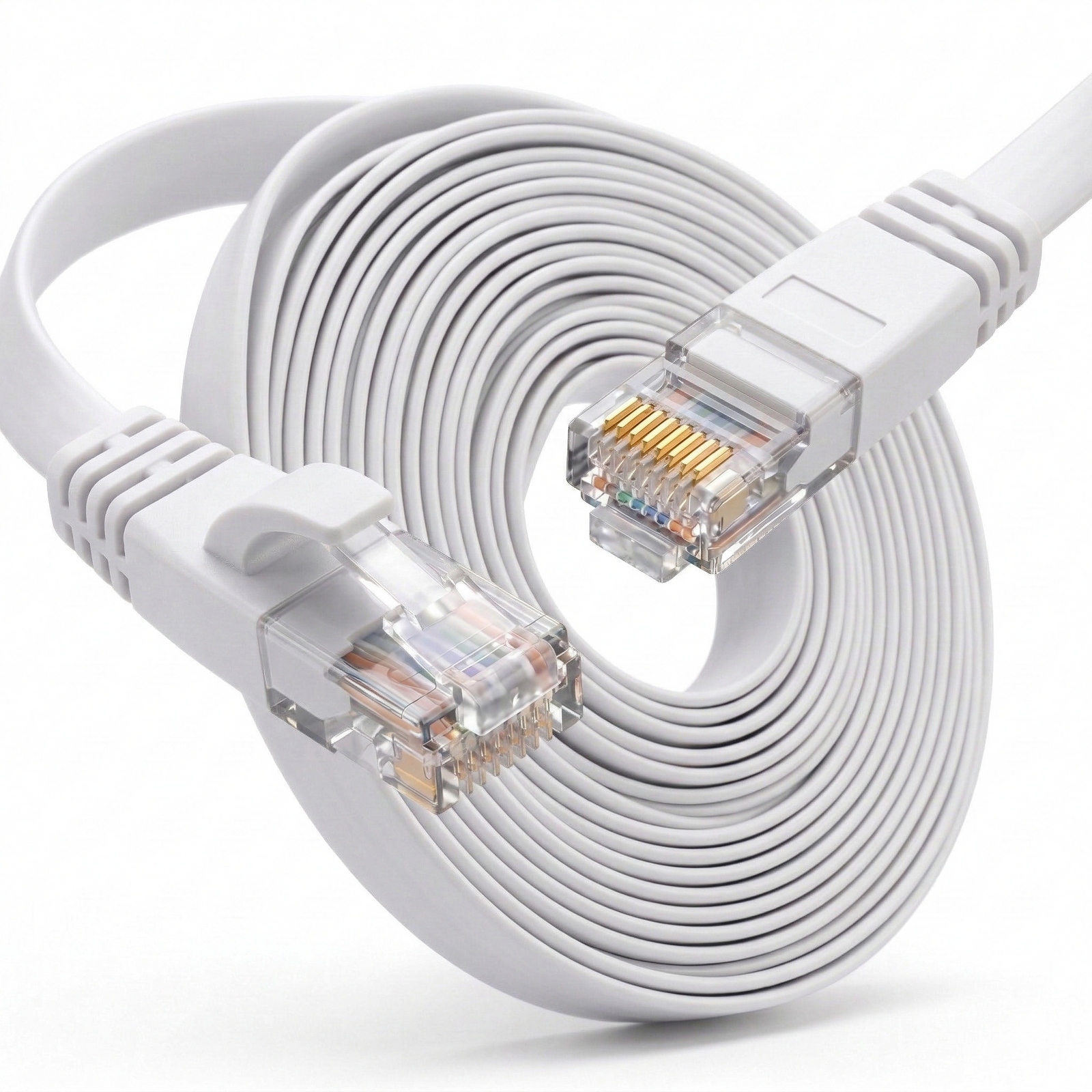 Przewód CAT 6A płaski kabel sieciowy U/UTP biały 30M PVC 32AWG Spacetronik